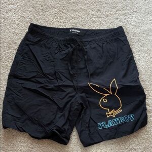 PacSun Black Swim Trunks with Playboy Logo